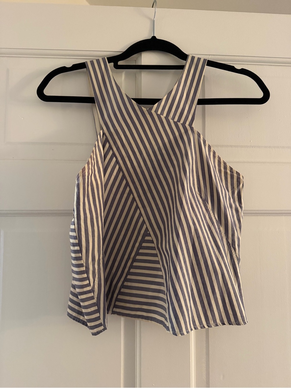 Zara Striped Cross-Back Camisole - Blue & White